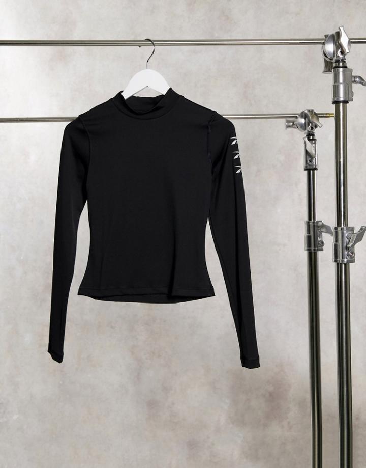 Reebok Training High Neck Long Sleeve Top In Black