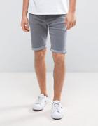 New Look Slim Denim Shorts In Gray - Gray