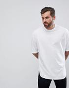 Asos Oversized Longline T-shirt With Deep Curve Hem - White