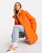 Asos Design Rubberized Oversized Puffer Jacket In Orange