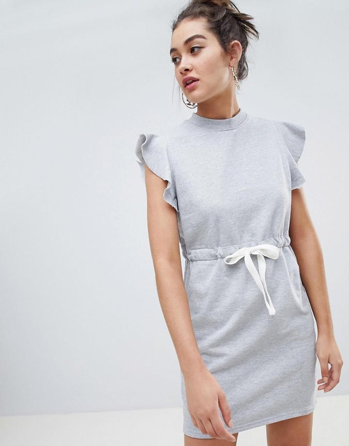 Daisy Street Sweater Dress With Drawstring Waist - Gray