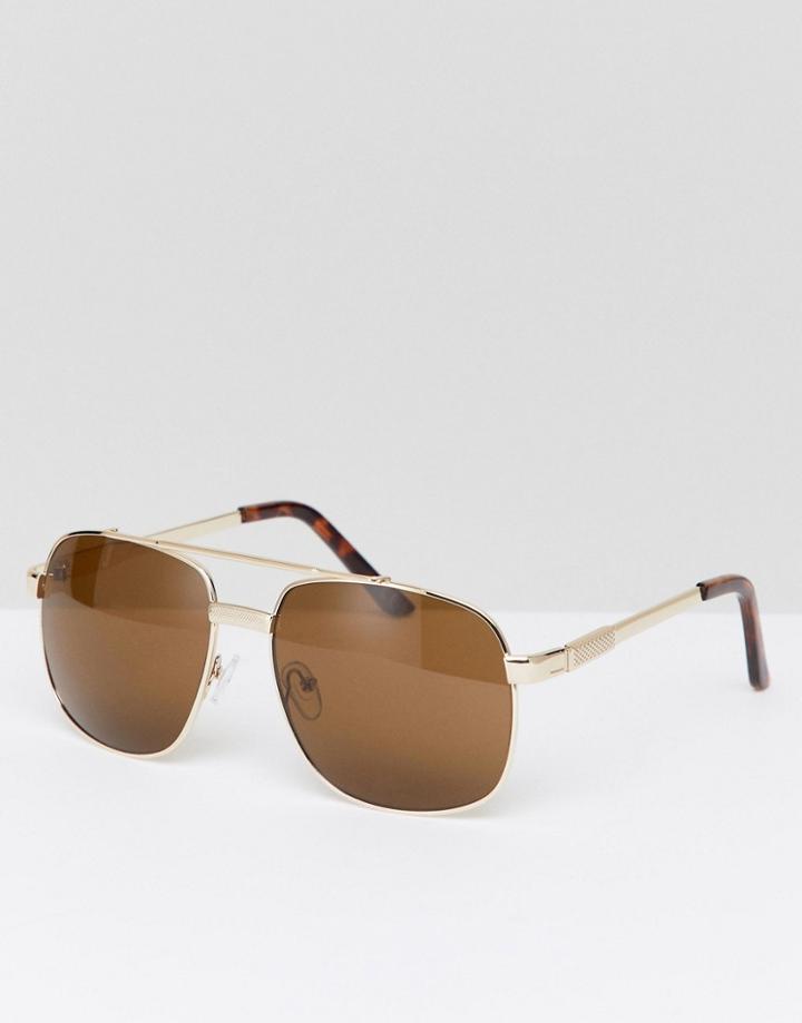 Jeepers Peepers Square Sunglasses In Gold - Gold