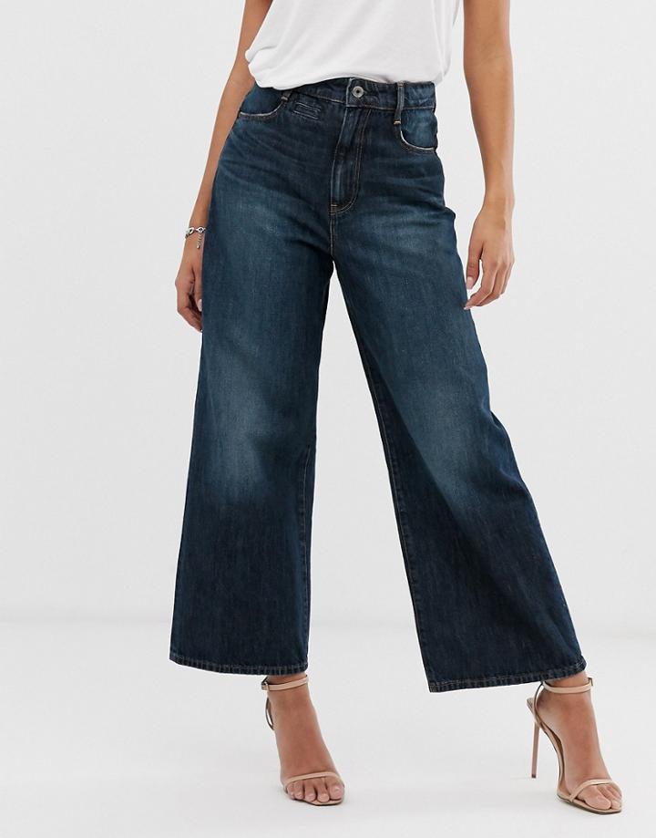 G-star Organic Cotton Cropped Wide Leg Jean-blue