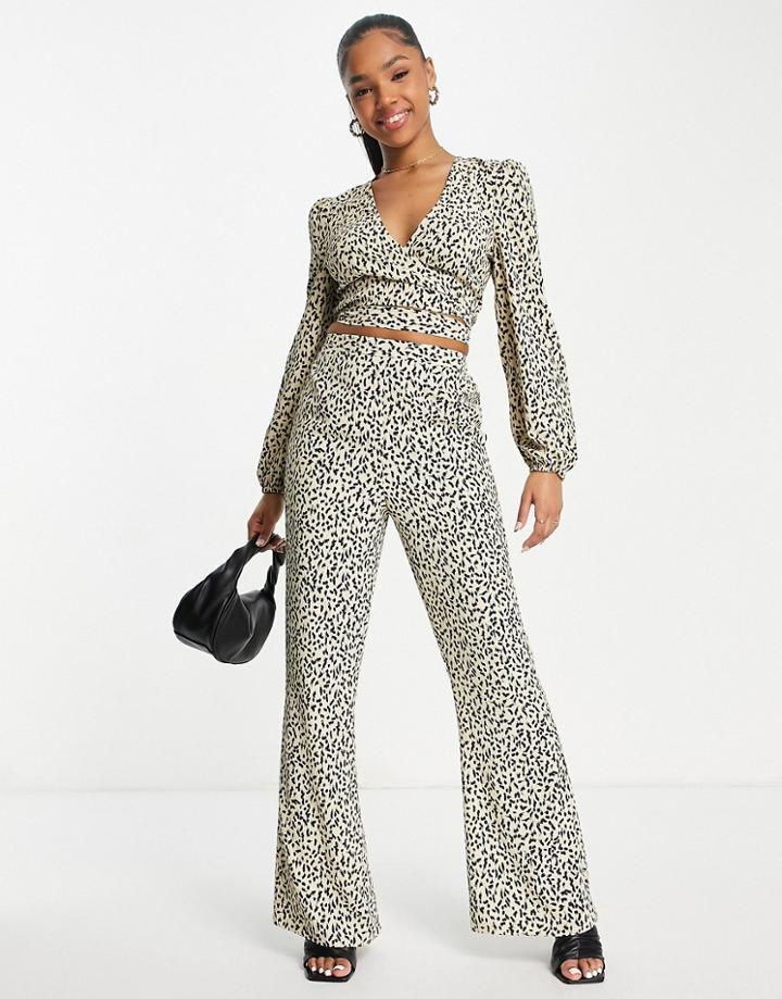 Miss Selfridge Kickflare Pants In Animal Print - Part Of A Set-brown