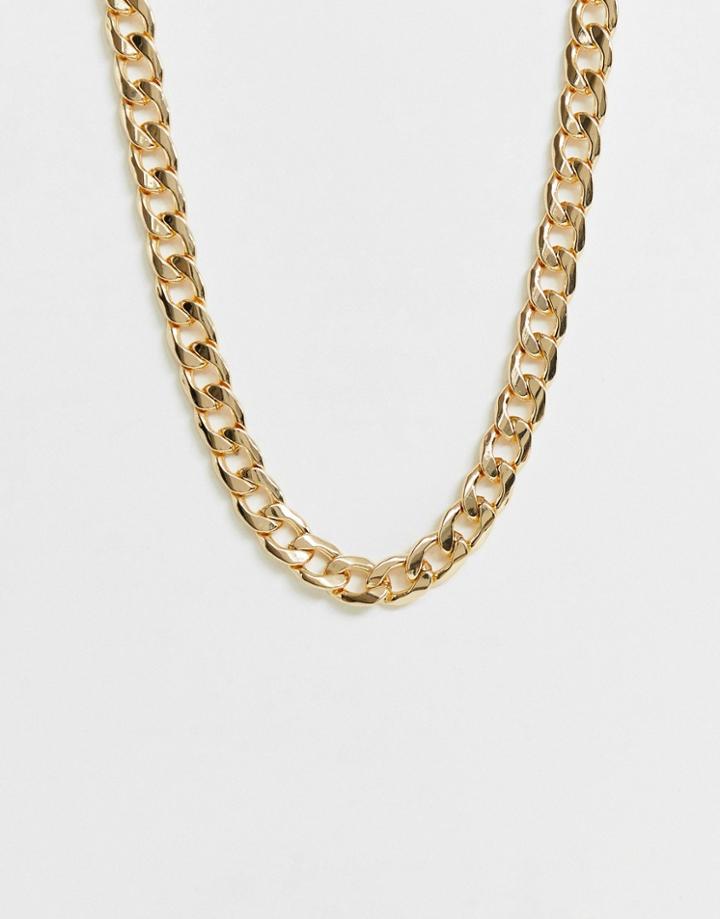 Monki Flat Chain Necklace In Gold - Gold