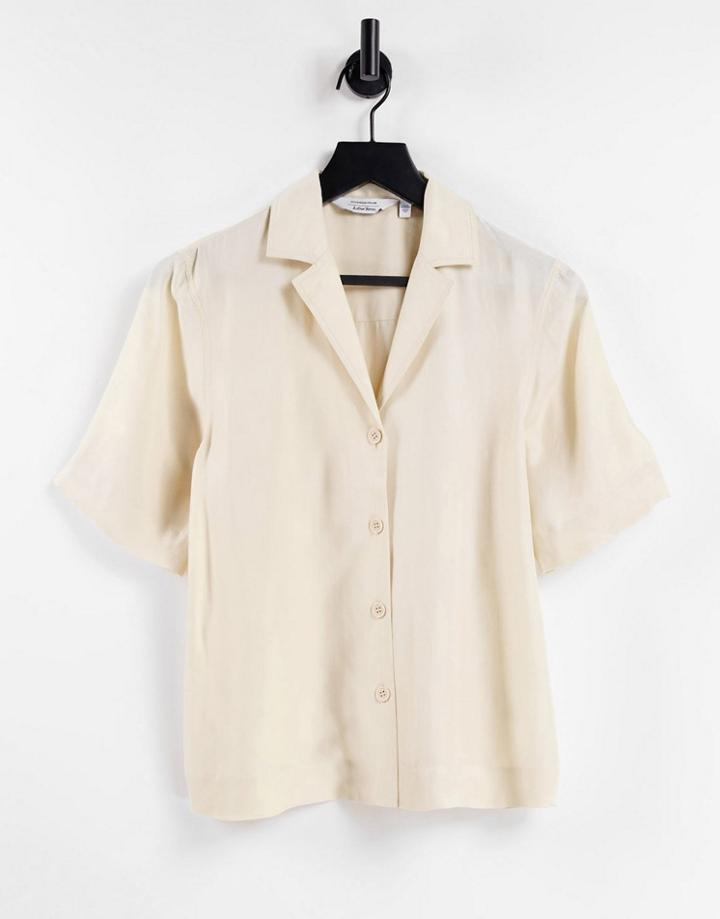 & Other Stories Super Soft Short Cupro Sleeve Shirt In Beige - Part Of A Set-neutral