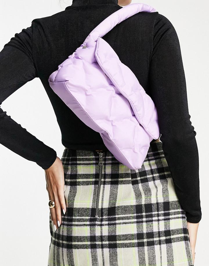 Na-kd Quilted Baguette Bag In Lilac-purple