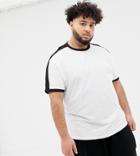 Asos Design Plus Relaxed T-shirt With Contrast Shoulder Panel In White