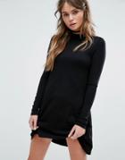 Pull & Bear Frilled Hem Dress - Black