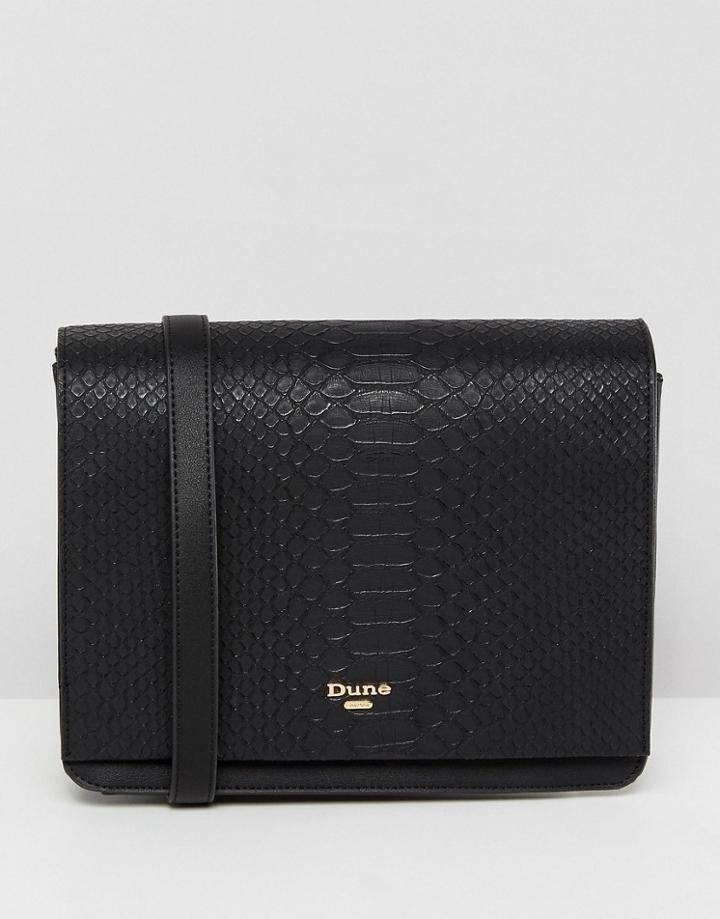 Dune Daschellie Faux Croc Cross Body Bag In Black - Black