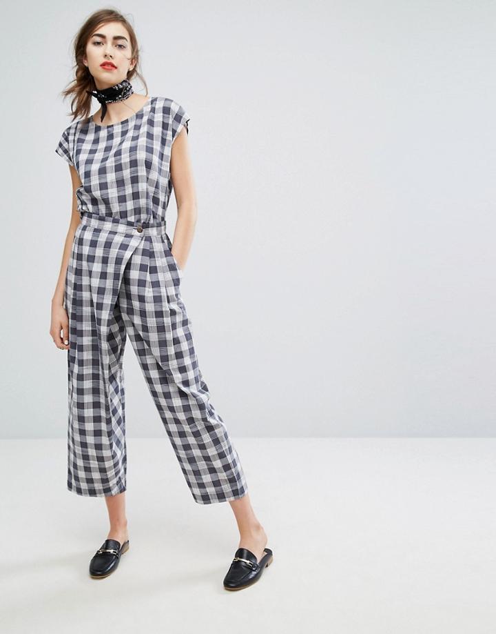 People Tree Hand Woven Wrap Front Pants In Picnic Check Co-ord - Multi