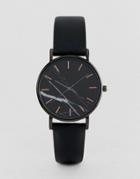 Asos Design Watch With Black Marble And Rose Gold Details In Black - Black