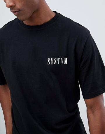 Systvm Oversized Rose Grid Back Print T-shirt - Black