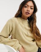 Asos Design Sweater With Shoulder Pads In Oatmeal-neutral