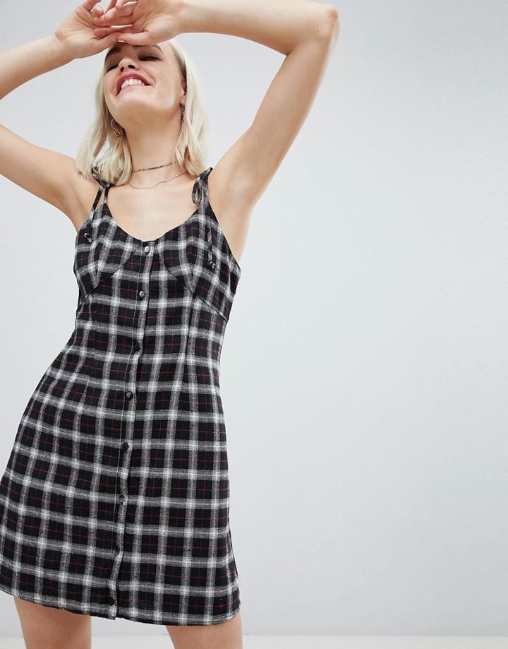 Emory Park Tie Shoulder Cami Dress In Grunge Check