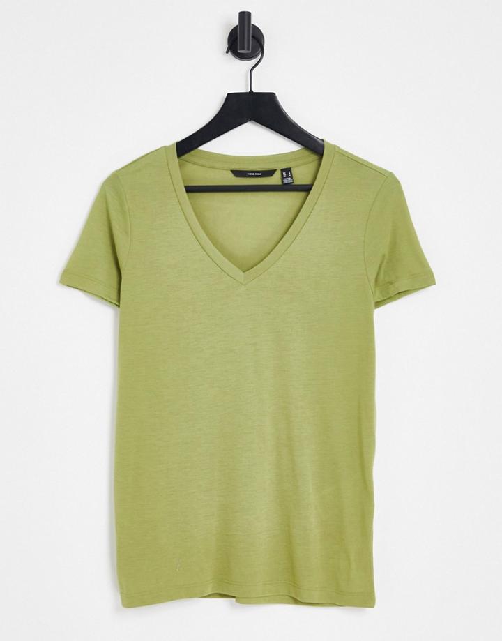 Vero Moda V-neck T-shirt In Sage Green