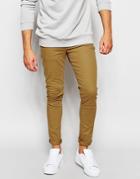 Asos Super Skinny Jeans In Dark Tan - Bone Brown