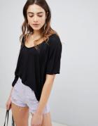 Brave Soul Rhonda Scoop Neck T Shirt - Black