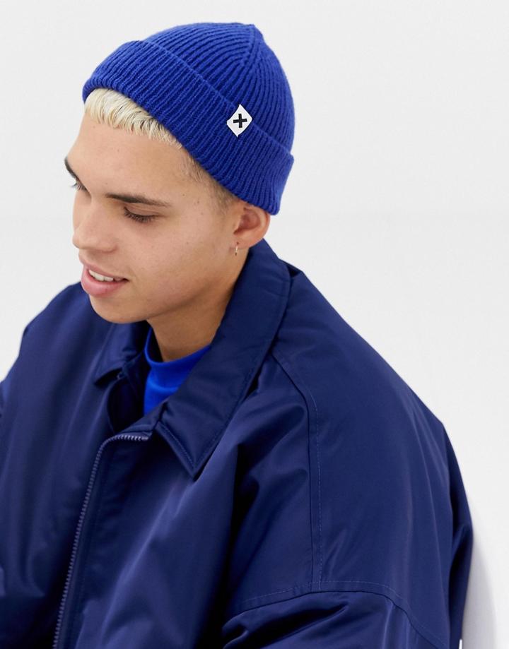 Collusion Fisherman Rib Beanie In Blue - Blue