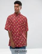 Reclaimed Vintage Inspired Oversized Shirt In Sun Print - Red