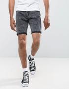 Liquor & Poker Relaxed Denim Short Faded 90s Gray Acid Wash - Gray