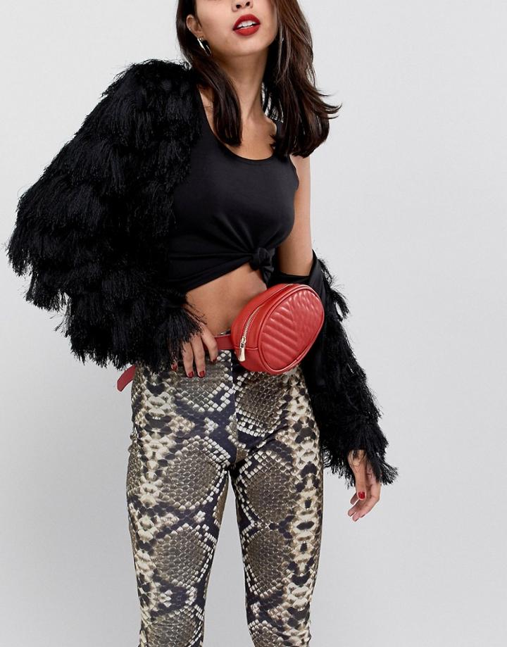 Boohoo Quilted Belt Fanny Pack - Red