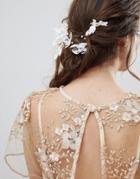 Asos Design Bridal Lace Back Hair Wire - White