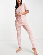 Lindex Sou Chloe Cotton Stripe Print T-shirt And Legging Set In Pink - Lpink
