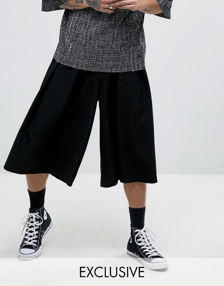 Reclaimed Vintage Inspired Wide Leg Culottes - Black