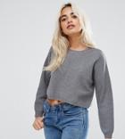 Asos Petite Sweater In Boxy Crop - Gray