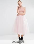 Reclaimed Vintage Tulle Midi Skirt - Pink