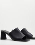 Asos Design Heeled Mules In Black In Faux Leather