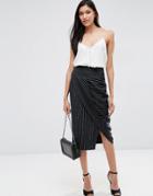 Asos Pencil Skirt In Cut About Pinstripe - Black