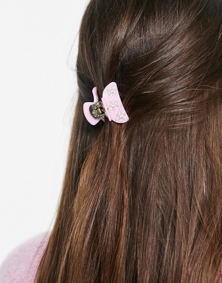 Pieces Mini Hair Claw With Flower Detail Lilac-purple