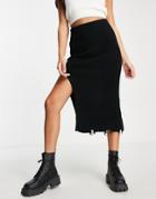 Weekday Torn Recycled Knit Midi Skirt In Black - Part Of A Set