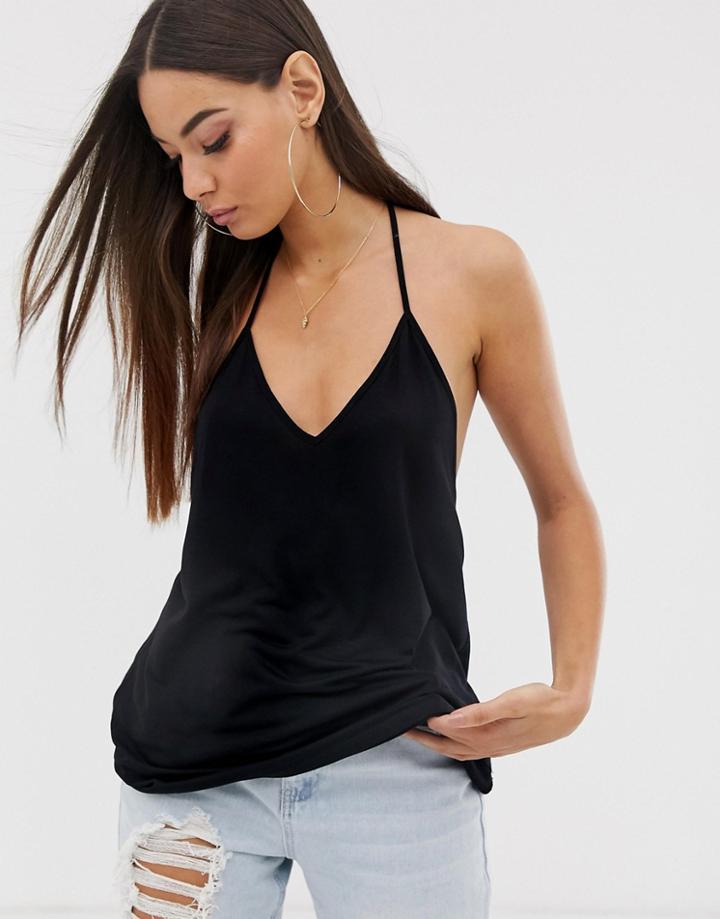 Asos Design Cami With Dropped Arm Hole In Black
