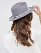 Brixton Fedora With Contrast Twisted Cotton Band - Light Gray