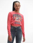 Tommy Jeans Organic Cotton Vintage College Logo Elastic Waist Sweater In Red