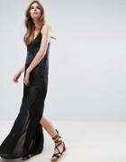 Vero Moda Lace Trim Slinky Maxi Dress - Black