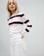 Nobody's Child Relaxed Sweater With Banded Stripes - Cream
