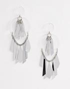Asos Design Earrings With Mirrored Shapes And Clear Resin Design In Silver - Silver