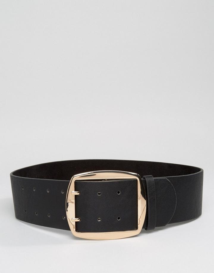 Asos Wide Buckle Waist Belt - Black