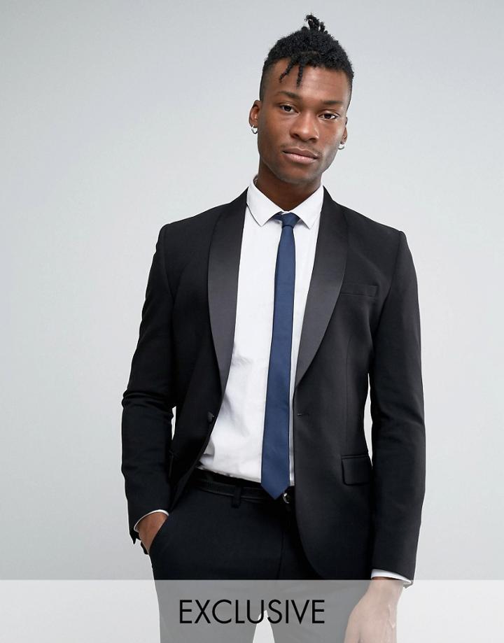 Only & Sons Super Skinny Tuxedo Suit Jacket - Black