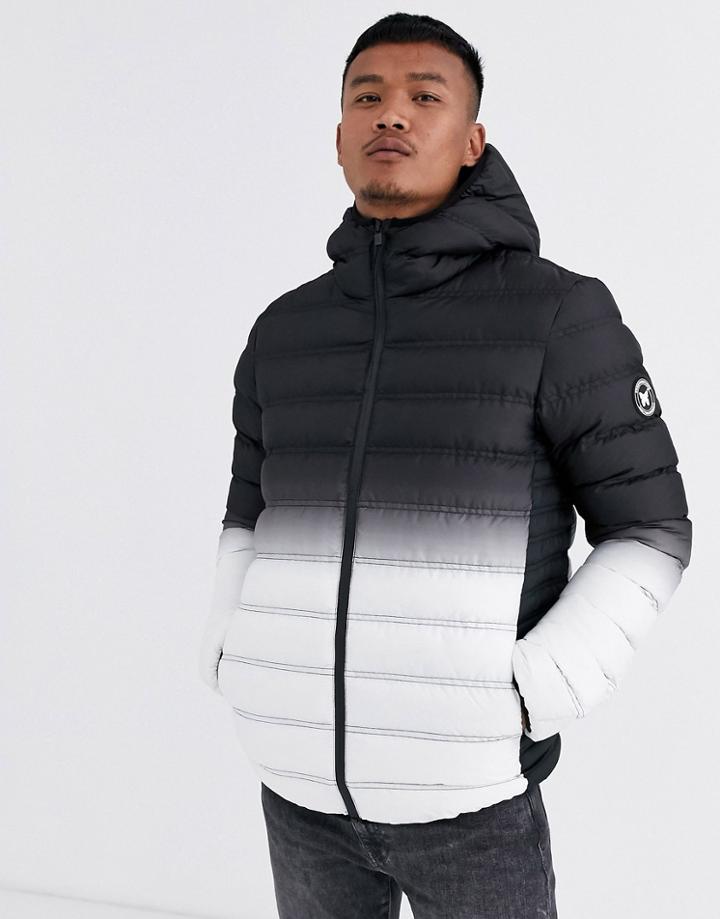 Good For Nothing Hooded Puffer Jacket In Gradient Black