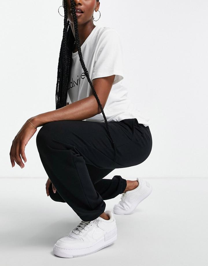 Calvin Klein Eco Cotton Logo Detail Sweatpants In Black