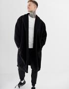 Asos Design Extreme Oversized Borg Duster Jacket In Black