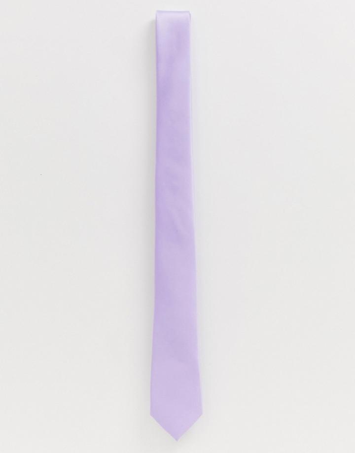 Asos Design Wedding Slim Textured Tie In Purple