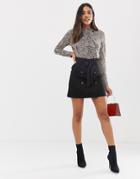 Lipsy Paperbag Waist Skirt - Black