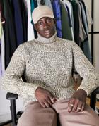 Asos Design Heavyweight Fisherman Rib Roll Neck Sweater In Light Brown