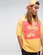 Asos Oversized T-shirt With Rose Print - Yellow